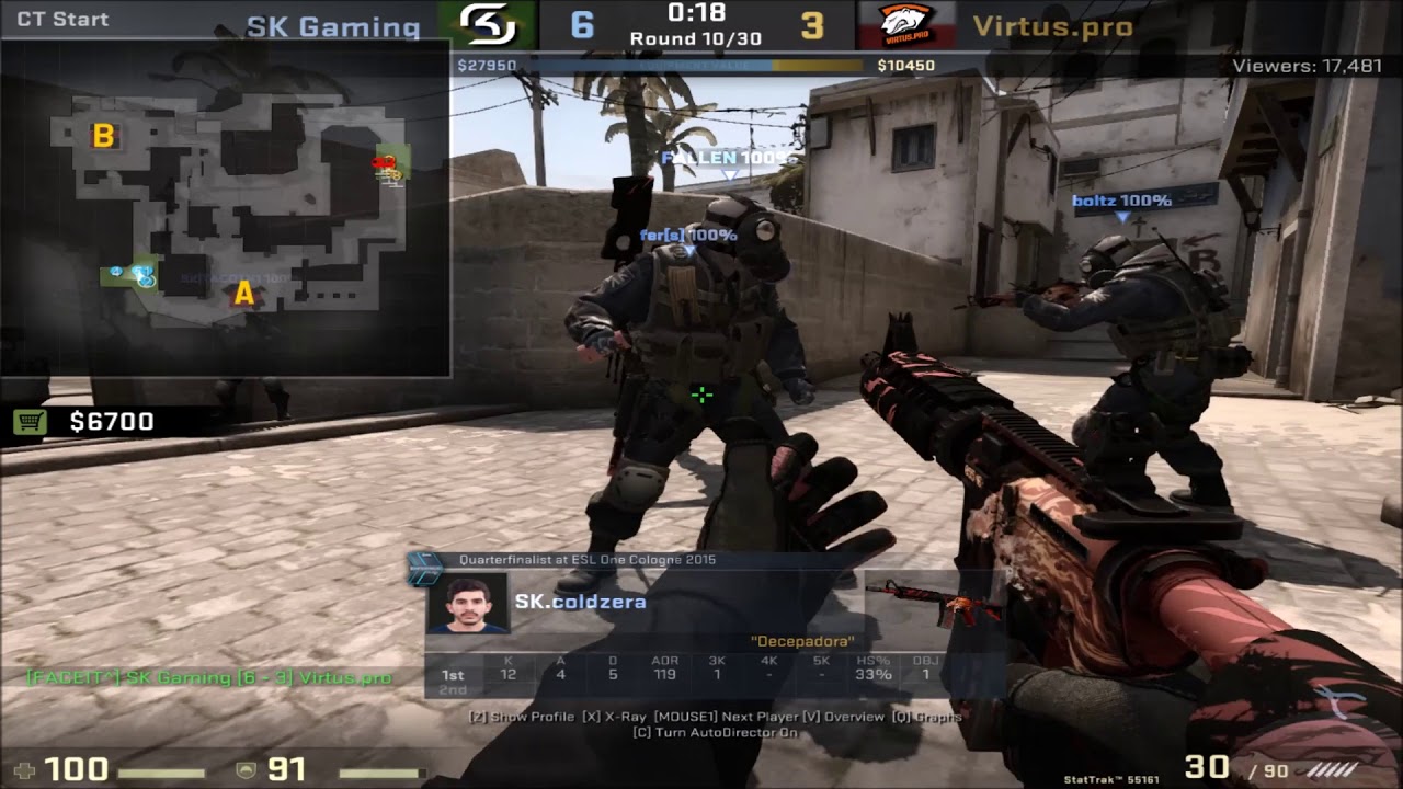 POV - Coldzera (SK)(28-11) vs Virtus.Pro / mirage / 24.10.2017 / 1080p 60fps