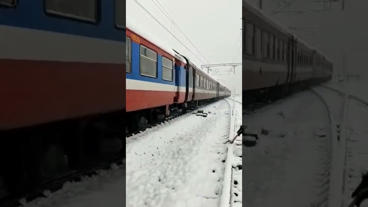 Train running on snowy grounds of Himalayas 