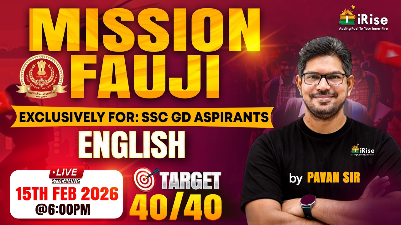 🔴LIVE@6:00PM🔴MISSION FAUJI 🔥 SSC GD CONSTABLE 2026 | English Target 40/40 by Pavan Sir