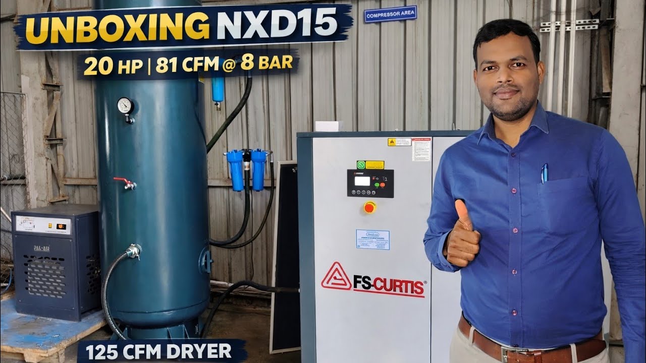  NXD15, 20 HP, 81 CFM @ 8 BAR Direct Drive Air Compressor.हा मॉडेल खास E-Cool तंत्रज्ञानासह येतो.