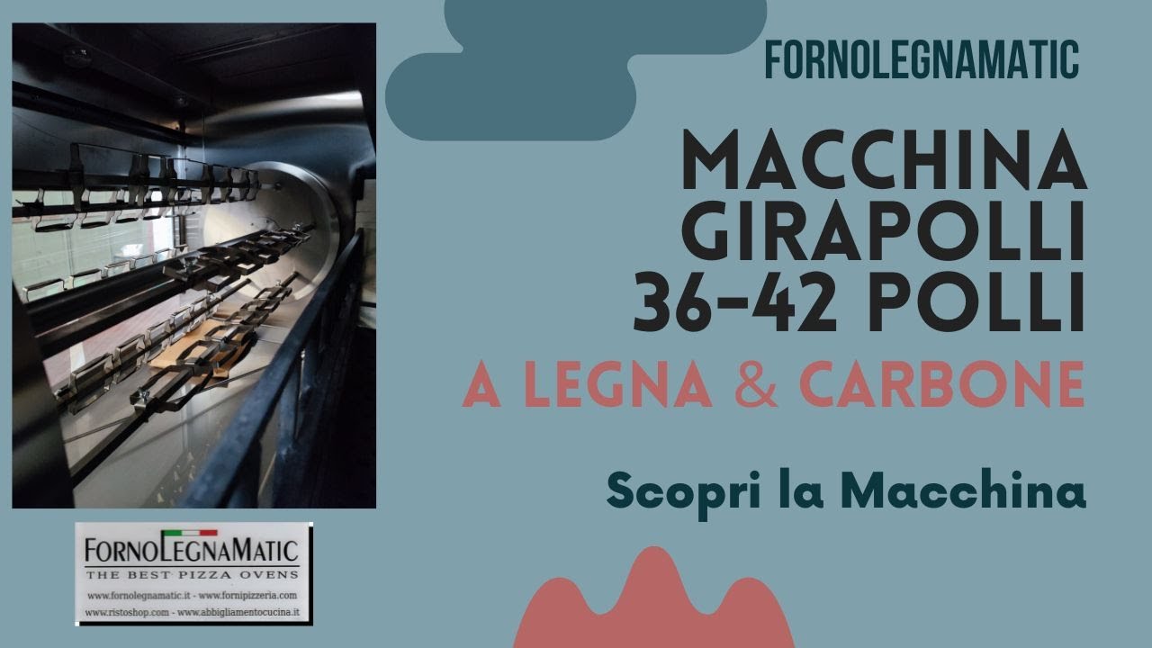 Macchina Girapolli Legna & Carbone - Girarrosto planetario 36-42 polli