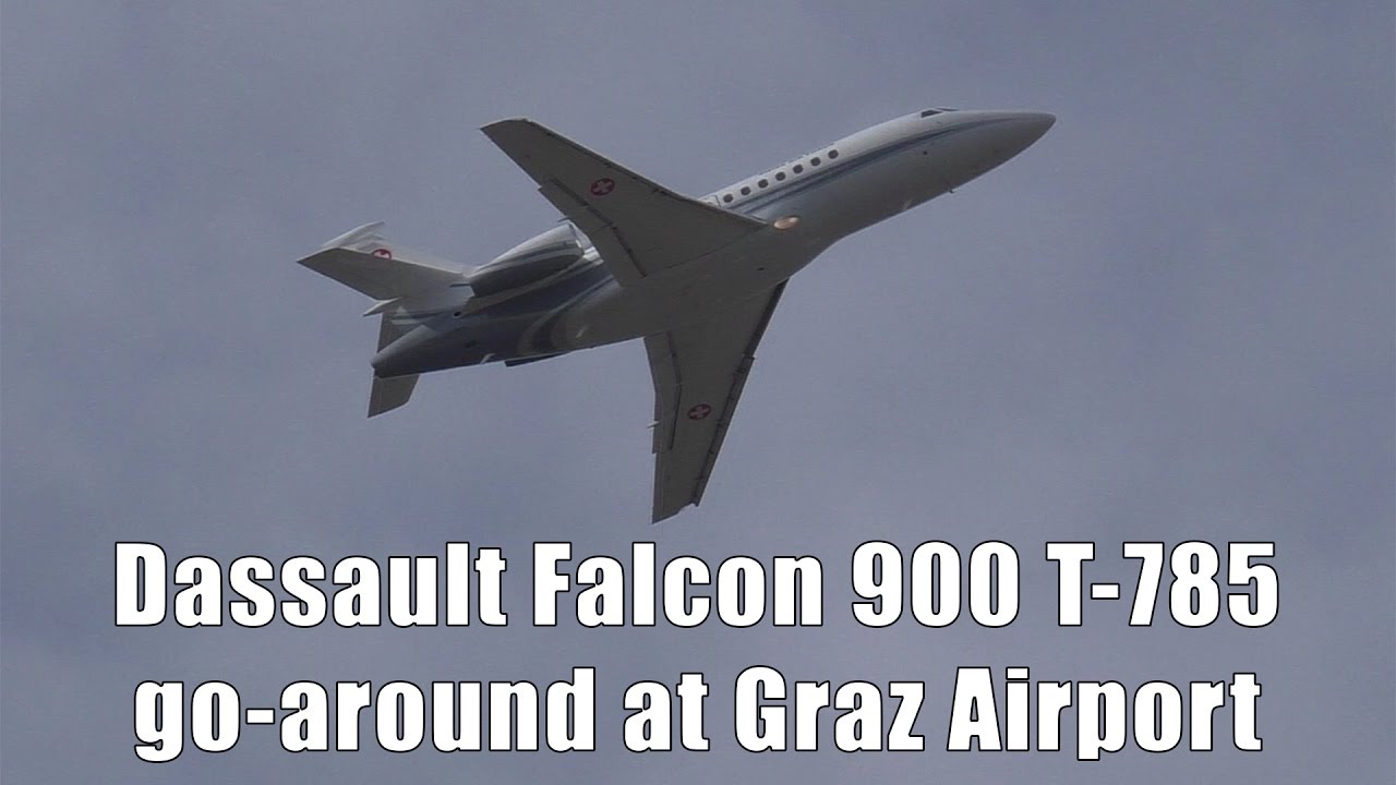 Swiss Air Force Dassault Falcon 900 go-around at Graz Airport | T-785