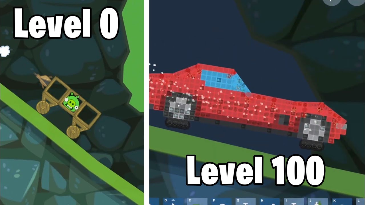 Машины от 0 до 100 уровня в Bad Piggies