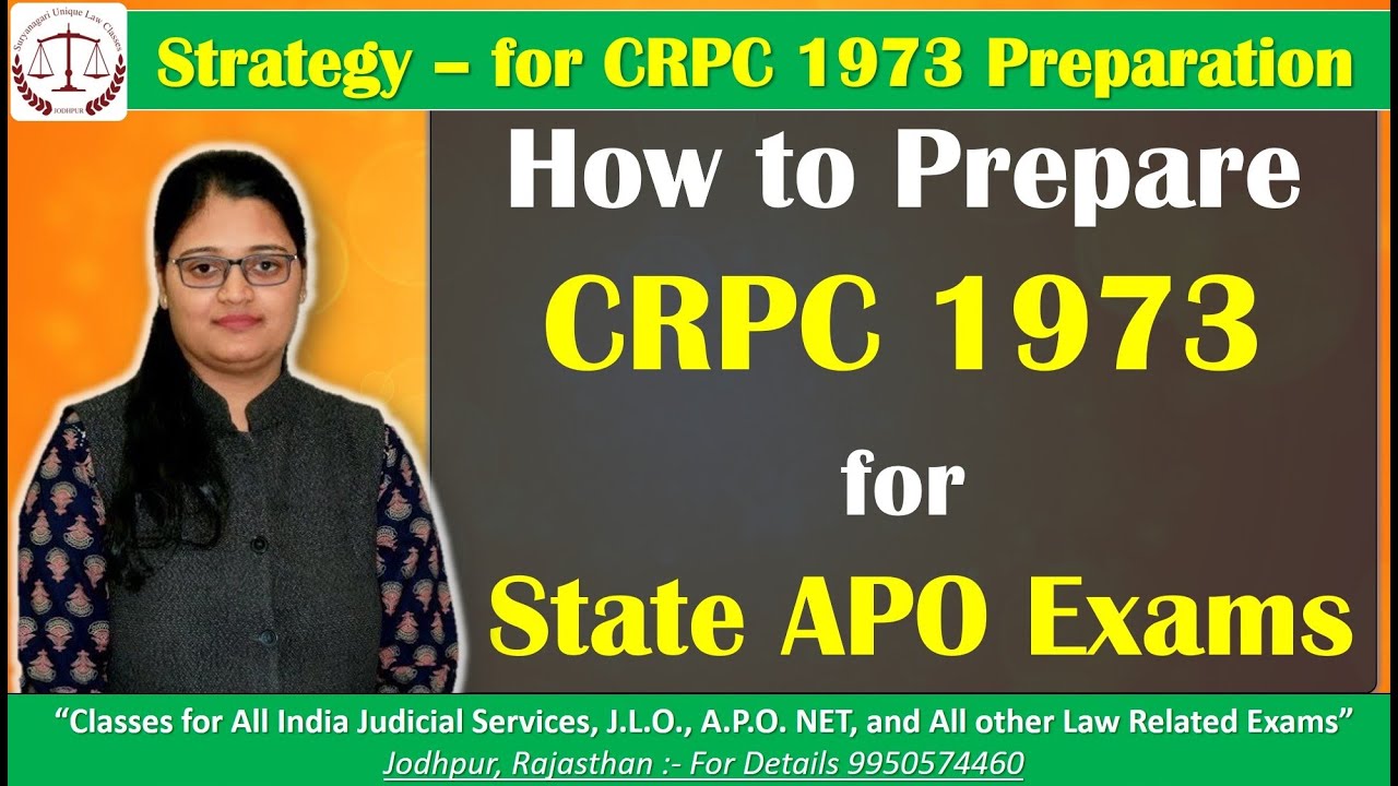 How to Prepare CRPC 1973 for UP APO, MP ADPO,  Rajasthan APO etc#sulc #urmilarathi #law #legal