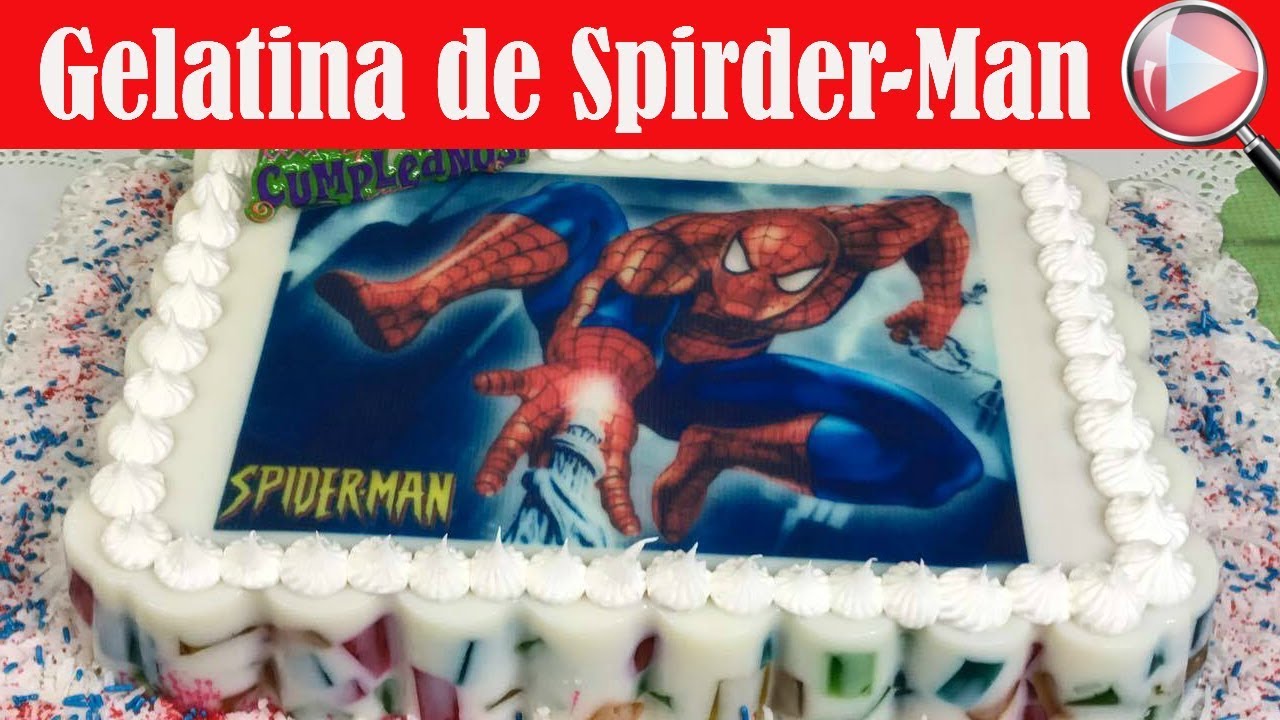 GELATINA de MOSAICO con Transfer de SPIDER-MAN 🕷️ RECETA FACIL para CUMPLEAÑOS