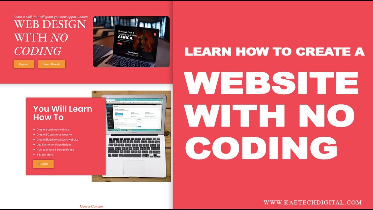All New Course: Web Design With No Coding. Learn WordPress