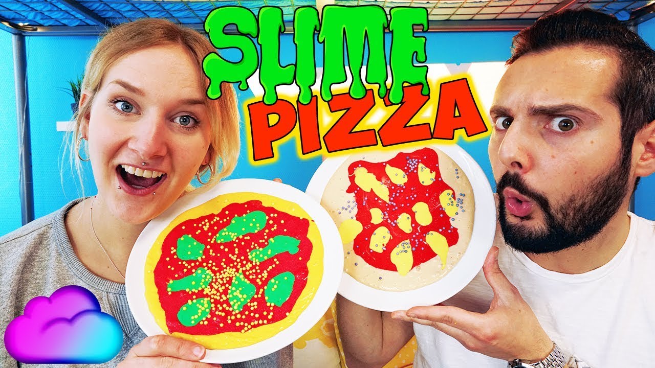 PIZZA SLIME CHALLENGE - Nina VS Kaan - Wer macht die beste SCHLEIM PIZZA? Thunfisch VS Basilikum