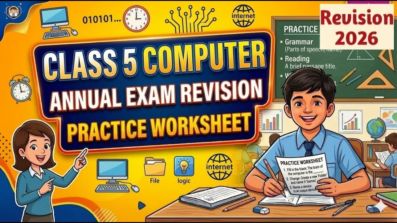 Class 5 Computer Annual Exam Revision 2026 | Practice Worksheet & Important Questions