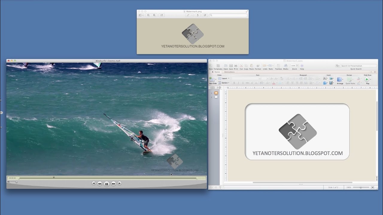 How to place transparent watermark in video using Quicktime player and PNG file made in Power Point