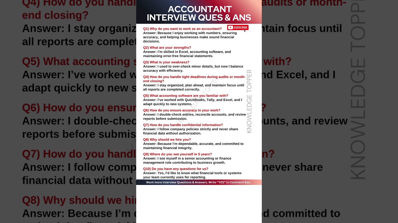 Accountant Interview Questions and Answers | Accounting Job Interview Questions