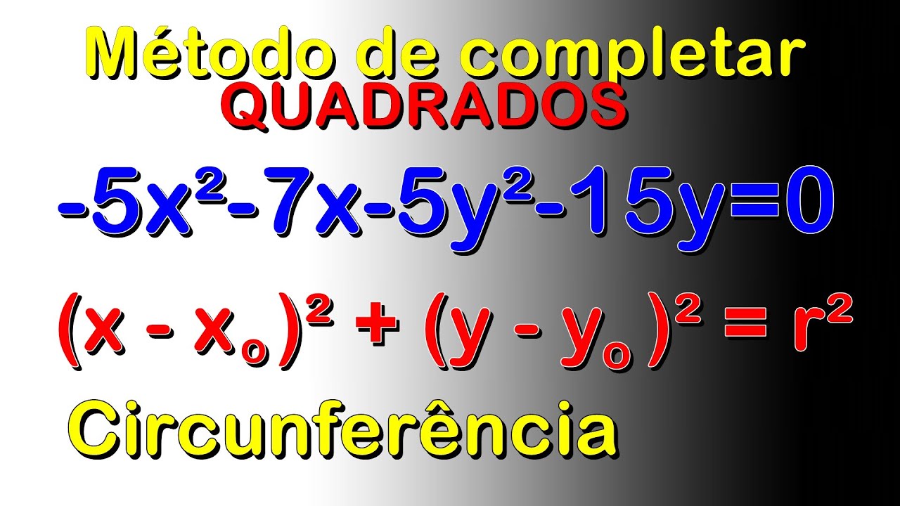 📌 MÉTODO DE COMPLETAR QUADRADOS - Equação da Circunferência