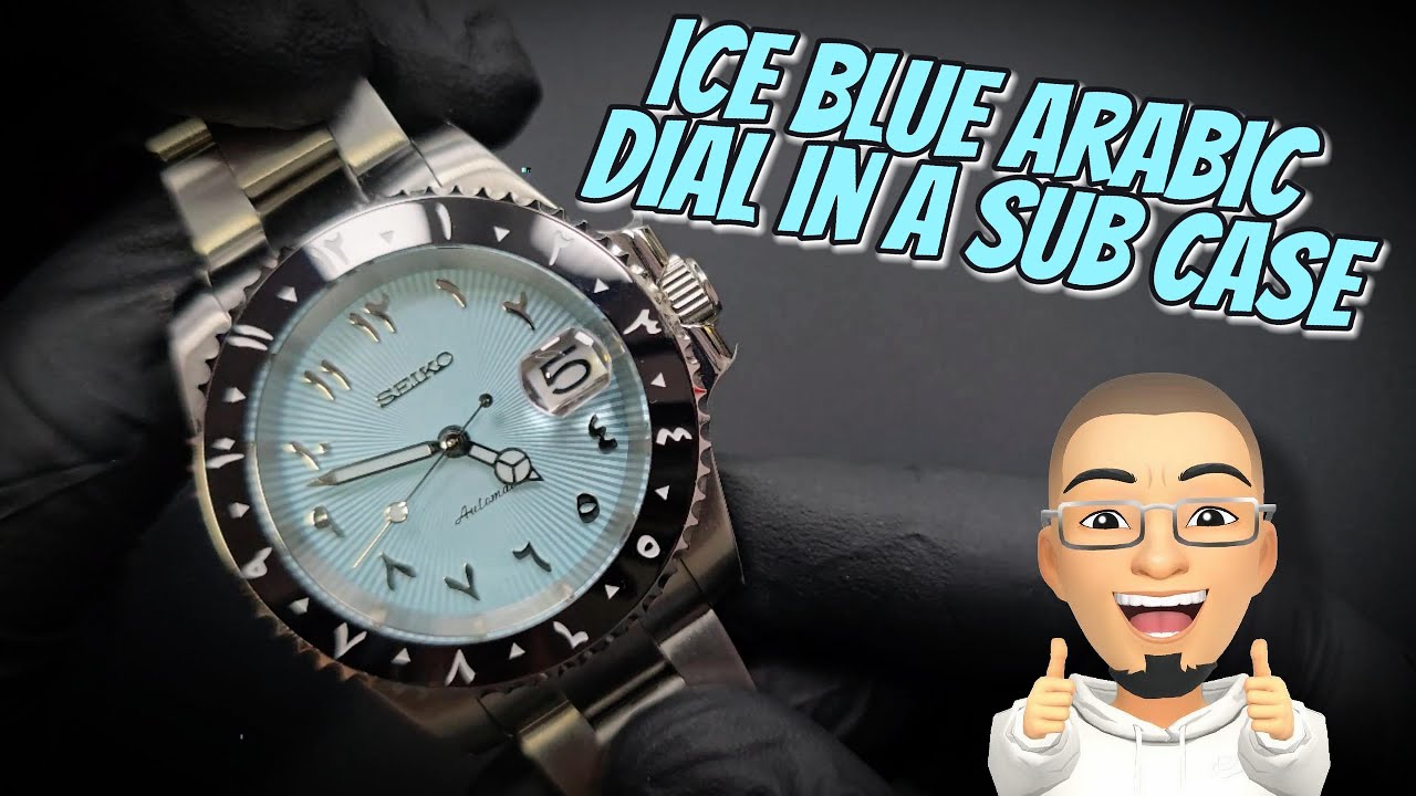 Ice Blue Arabic Dial Seiko Mod in a Submariner Case &ndash; This Build is Icy Clean! ❄️🖤