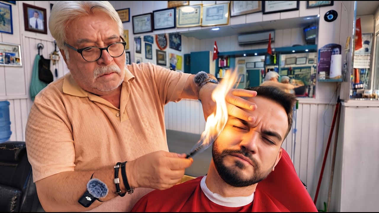 70-Year-Old Turkish Barber  ASMR💈Relaxing Massage & Haircut