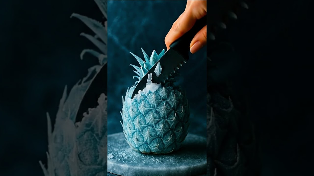 Cutting a Frozen Pineapple &mdash; Serrated Shatter ASMR 🍍❄️🔪