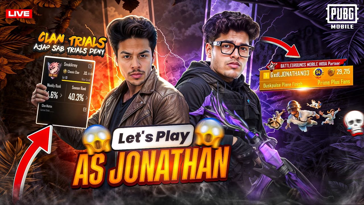 Clan Trials Day 3!💀| Playing As Jonathan | PUBG/BGMI Live🔴