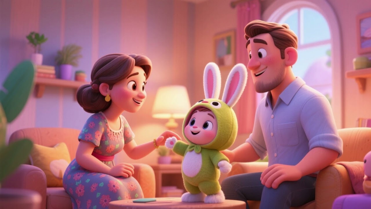 Mama, Daddy, and the Bunny 🐰👩‍👩‍👦 | Fun Family Song for Kids