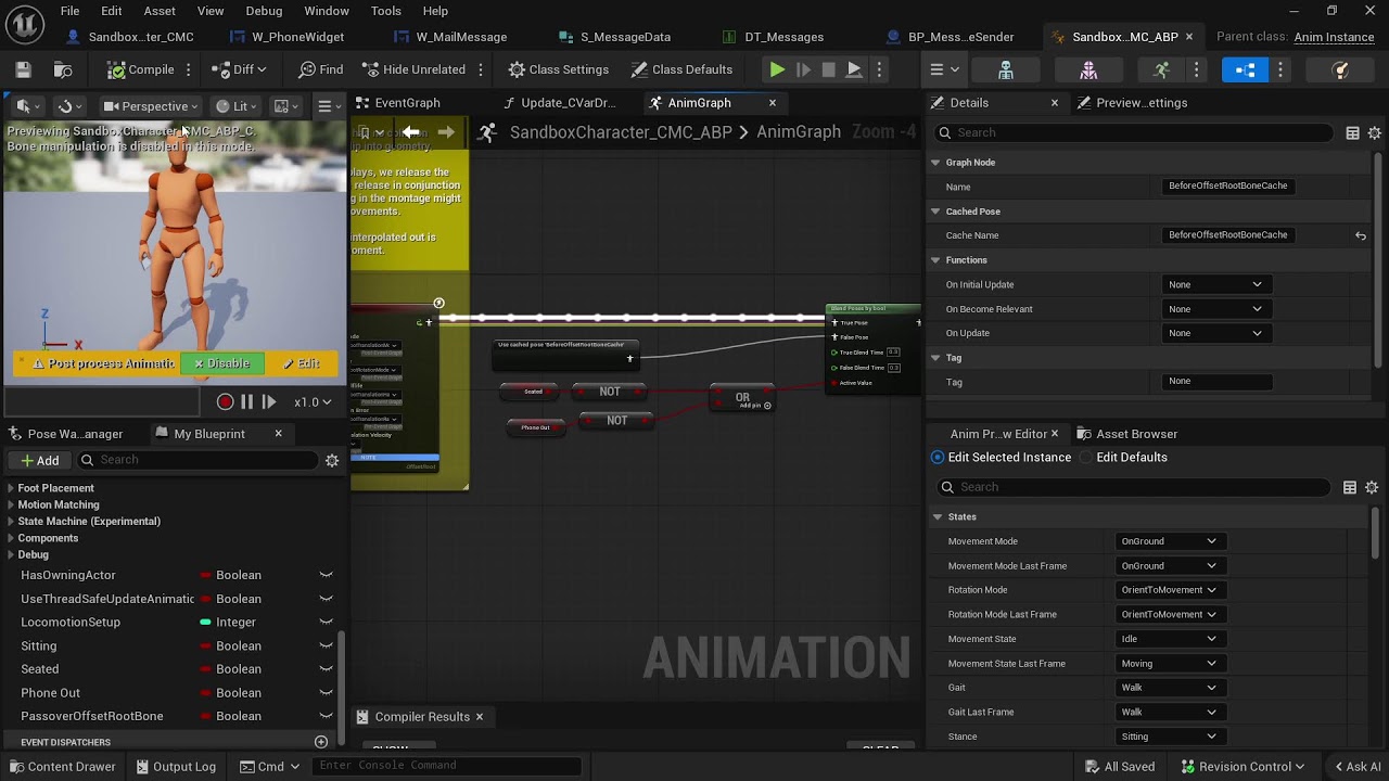 Unreal Engine: finishing mobile phone mail UI functionality hopefully