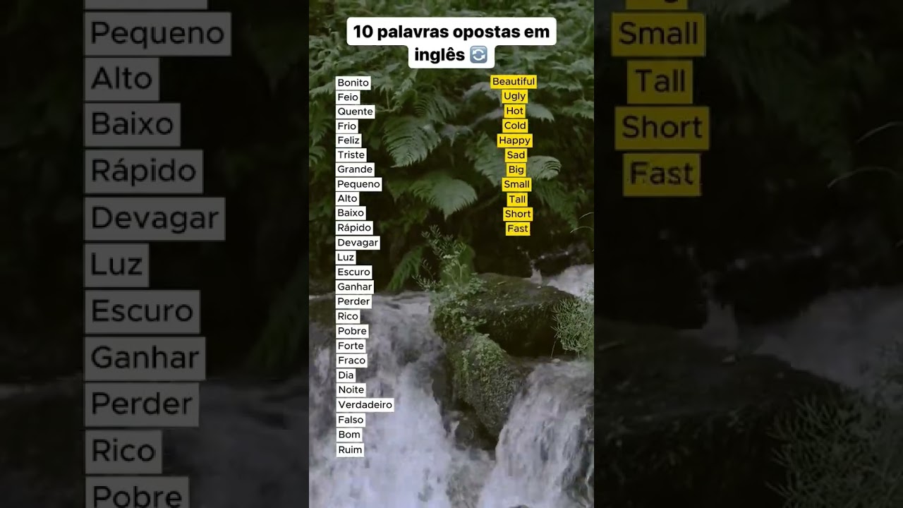 📝10 palavras opostas em Ingl&ecirc;s 🤓