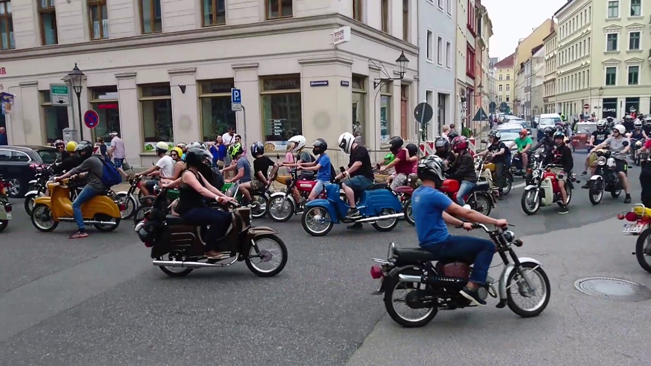 Mopedausfahrt 2017 ; Görlitz,  Klosterplatz Richtung Elisabethplatz