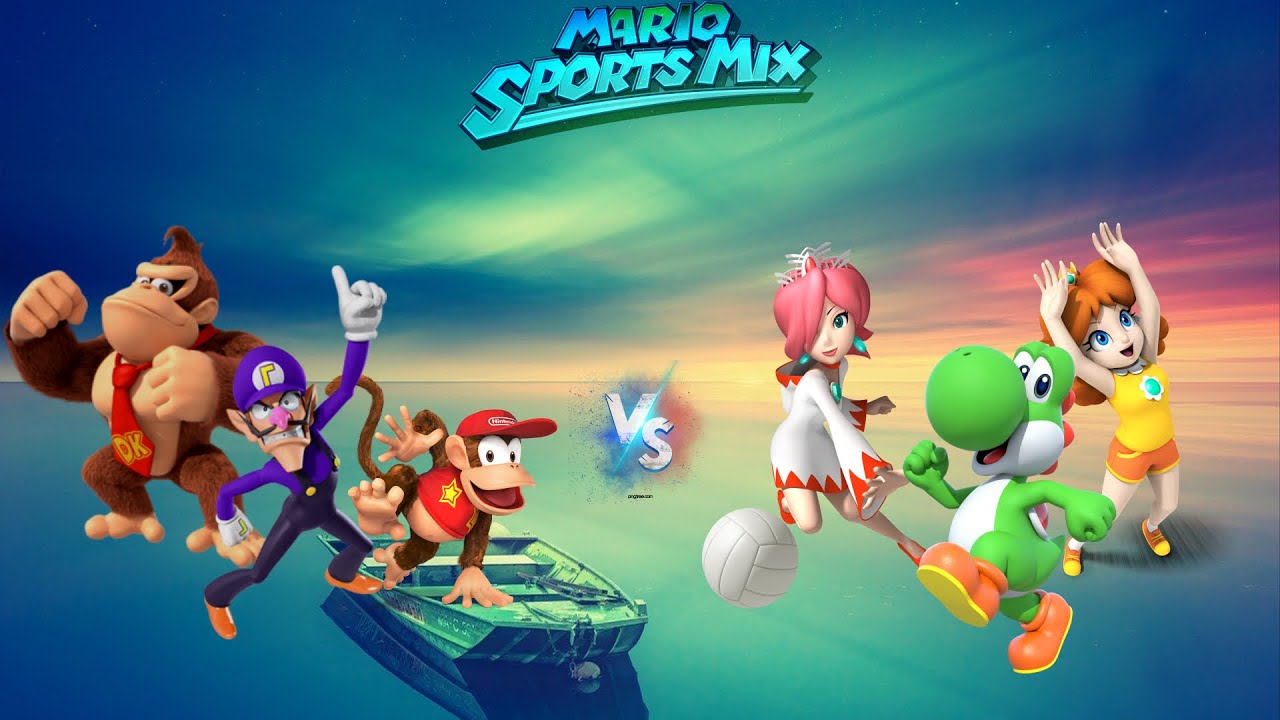 Mario Sports Mix - Dodgeball (3 players, Expert CPU) Exhibition Match #6