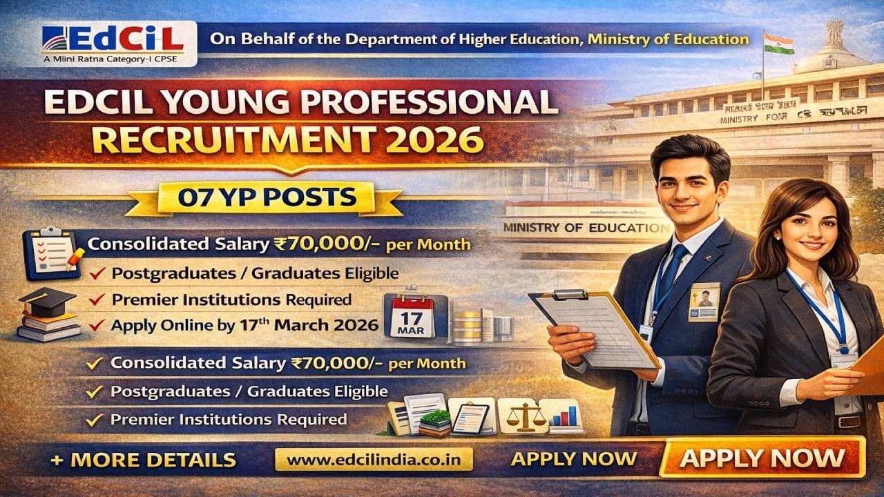 EdCIL Young Professional Recruitment 2026 | ₹70,000 Salary | Ministry of Education Jobs