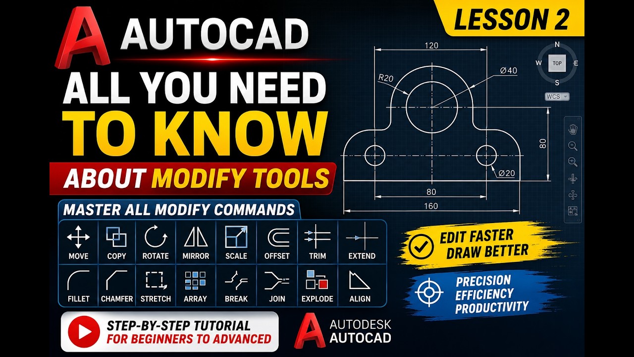 All you need to know about modify tools in AutoCAD - Lesson 2
