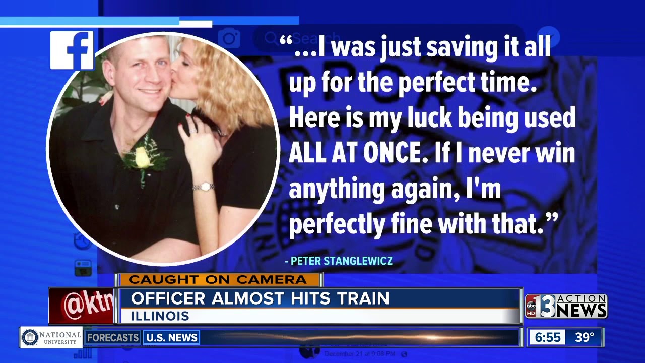 Officer almost hit by train