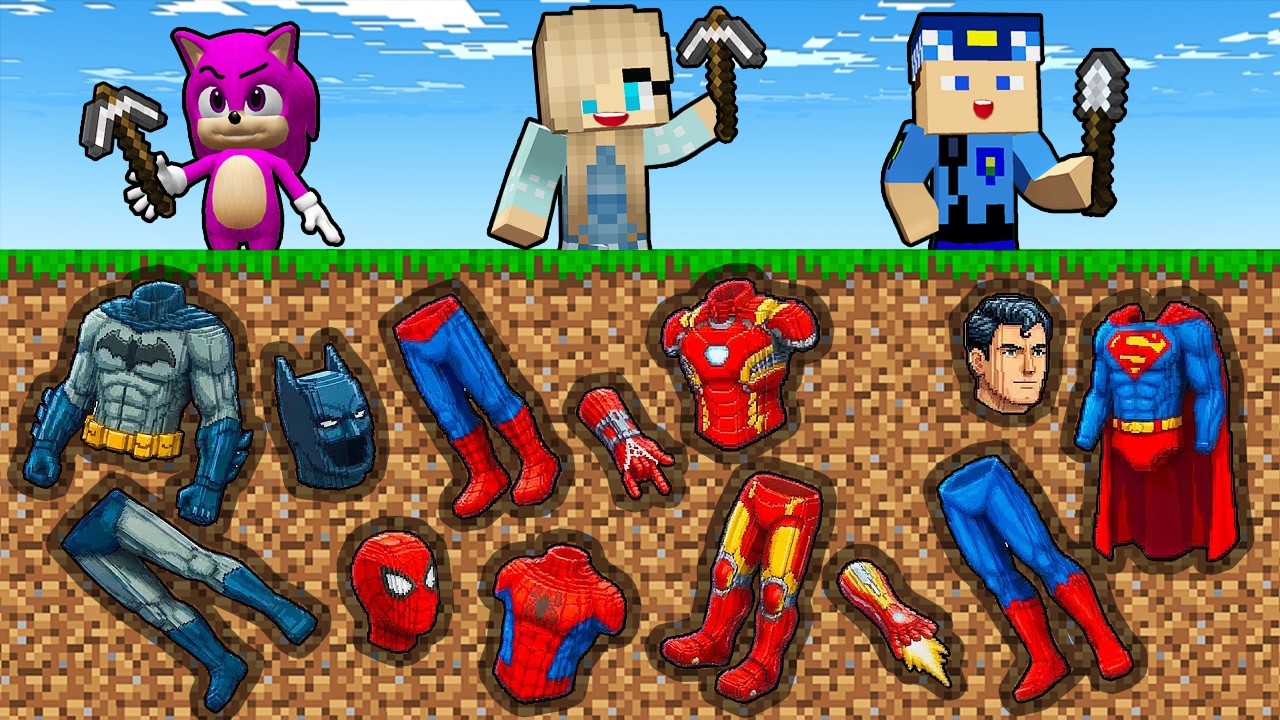 Berca vs Kız Bebek Sonic vs Kerem Komiser Süper Kahraman Maden Kapışması - Minecraft
