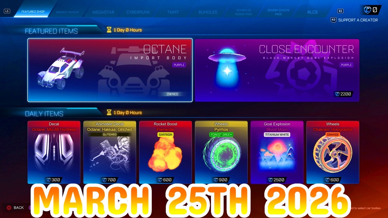 Rocket League ITEM SHOP Daily #486 (25th March 2026)
