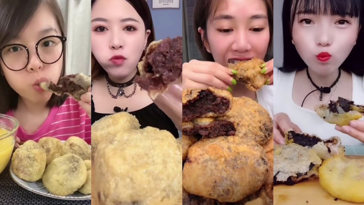 FRIED RED BEAN GLUTINOUS RICE CAKES (油炸糕) #2 || *Subtitled* ASMR Chinese Dessert Mukbang 디저트 먹방 吃播