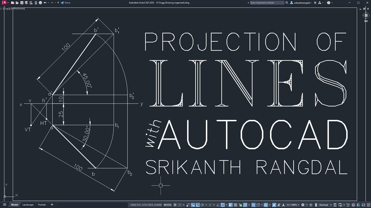 Решение проекции прямых в AutoCAD | Учебное пособие по инженерной графике