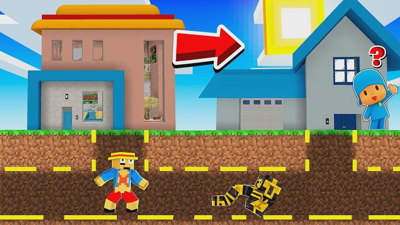 We Built a Secret Tunnel to Pocoyo's House in Minecraft 😱