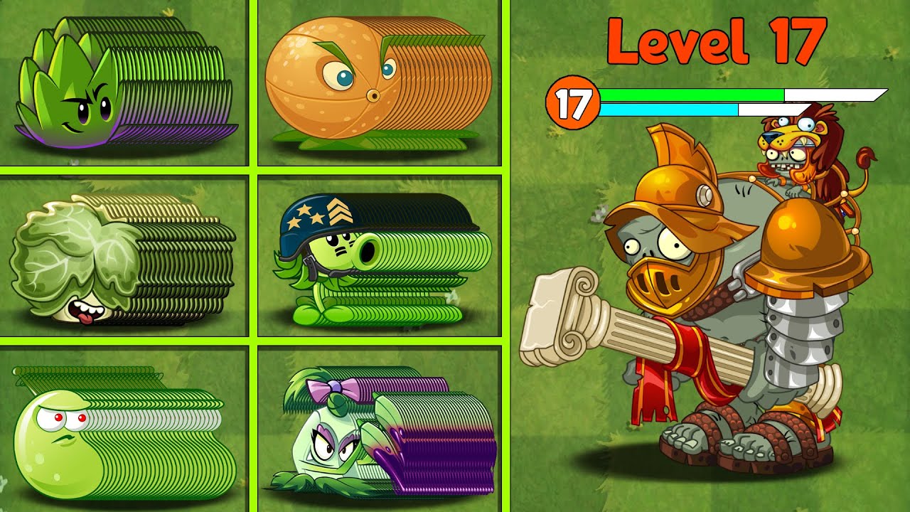 PVZ 2 Challenge - 100 Plants vs Gladiator Gargantuar Zombie Level 17 Custom Speed - Who Will Win?
