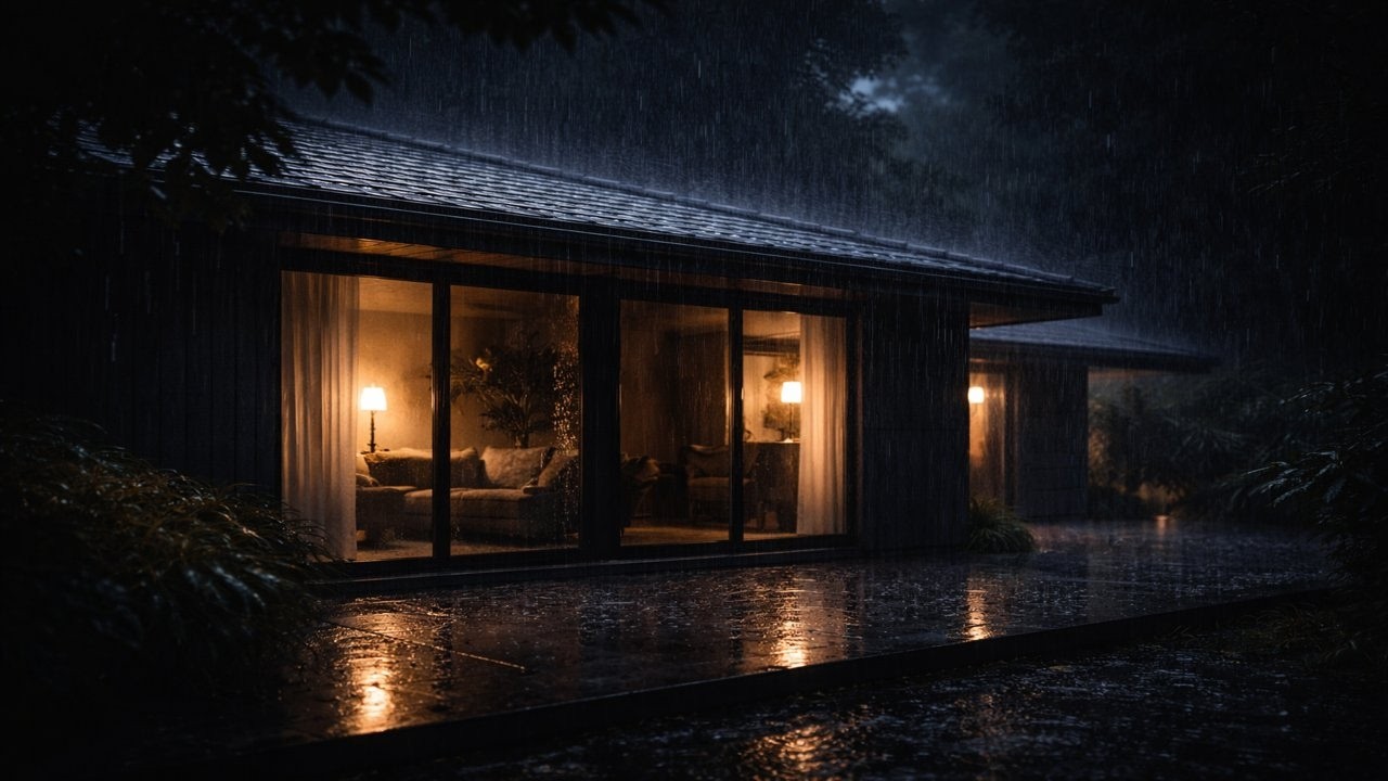 Gentle Night Rain on Roof Soft Light Rain Sounds for Deep Sleep | 1 Hour Black Screen