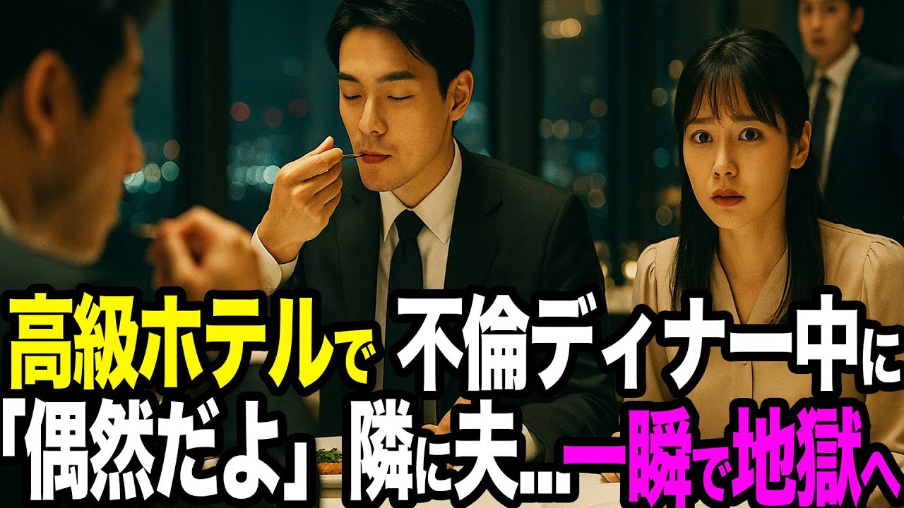 【シタ妻】高級ホテルで不倫ディナー&hellip;夫が「偶然だよ」と隣に着席&rarr;ラウンジで証拠動画公開&rarr;離婚・慰謝料2000万で地獄へ【修羅場朗読】