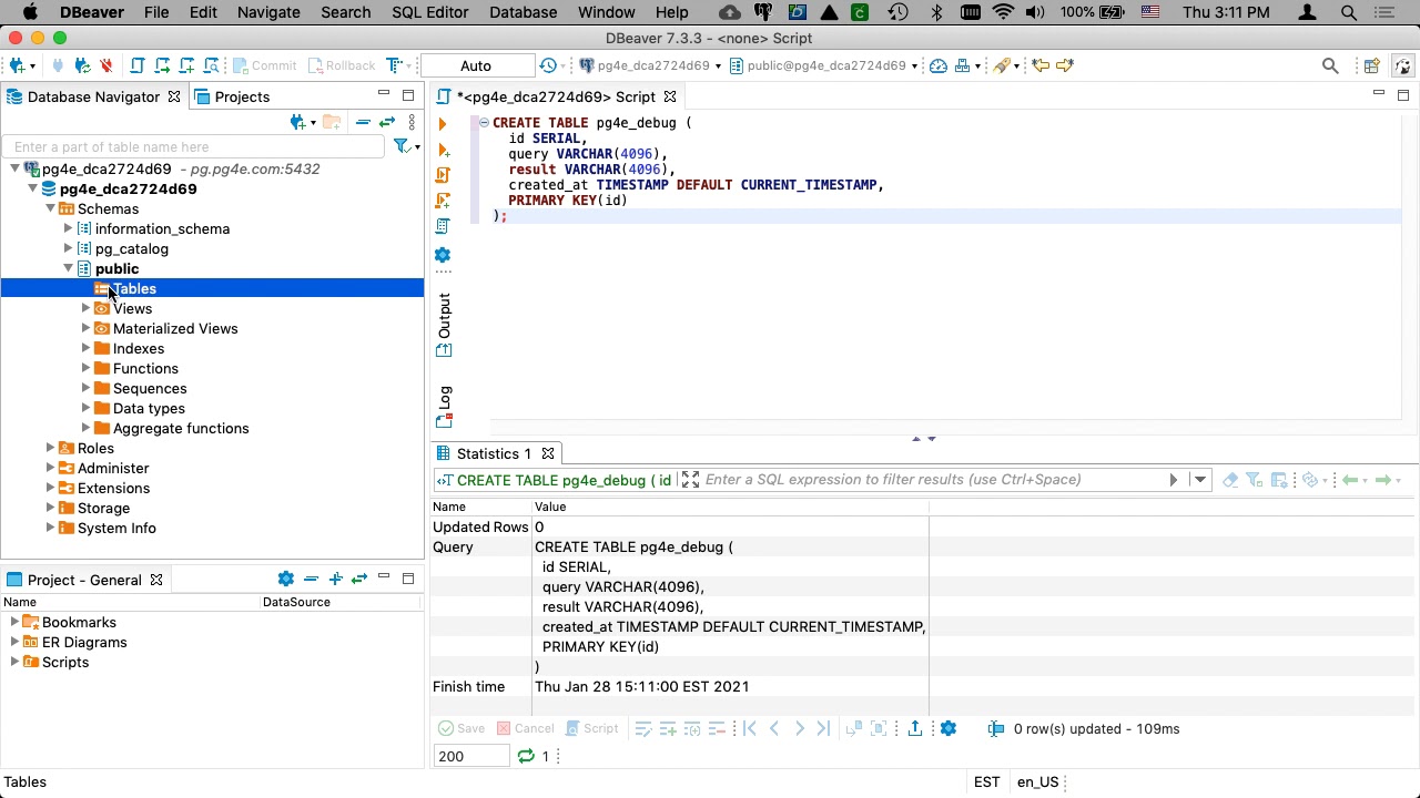 Using the DBeaver Client to Run SQL Commands