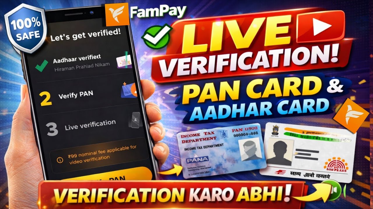 Fampay Live Verification Aadhaar , Pan , Video-Kyc Live | fampay get verified kaise kare