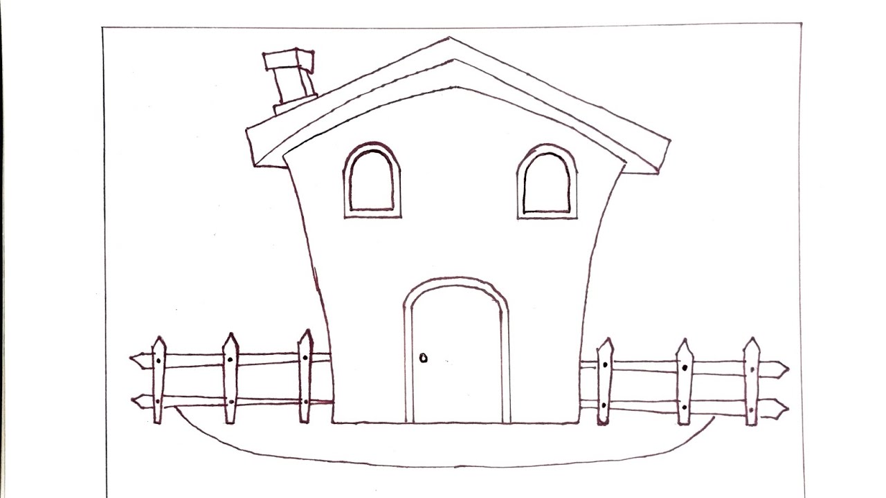 Easy House Drawing for Beginners | Simple Village House Drawing | Step by Step | House Sketch 
