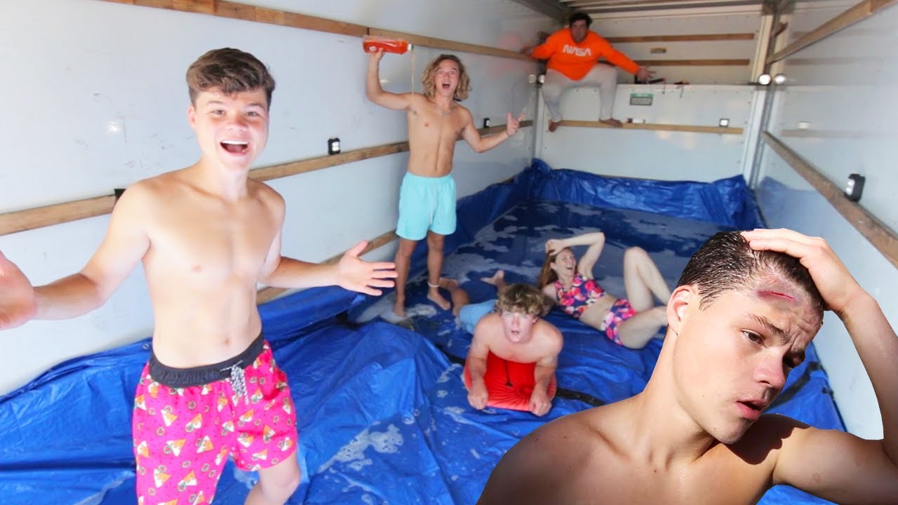 Slip N Slide In MOVING TRUCK! *KNOCKED OUT*