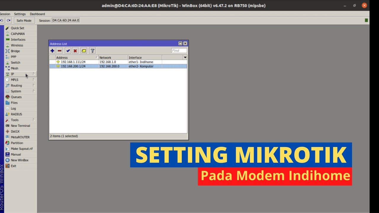TUTORIAL SETTING MIKROTIK DENGAN KONEKSI DARI INDIHOME