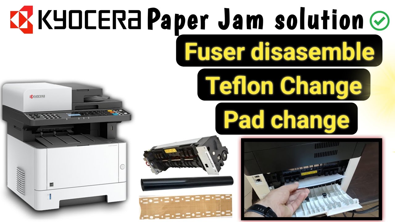 Kyocera ecosys m2040dn paper jam | Fuser assemble & disassemble | Teflon (Film) & Oil pad change