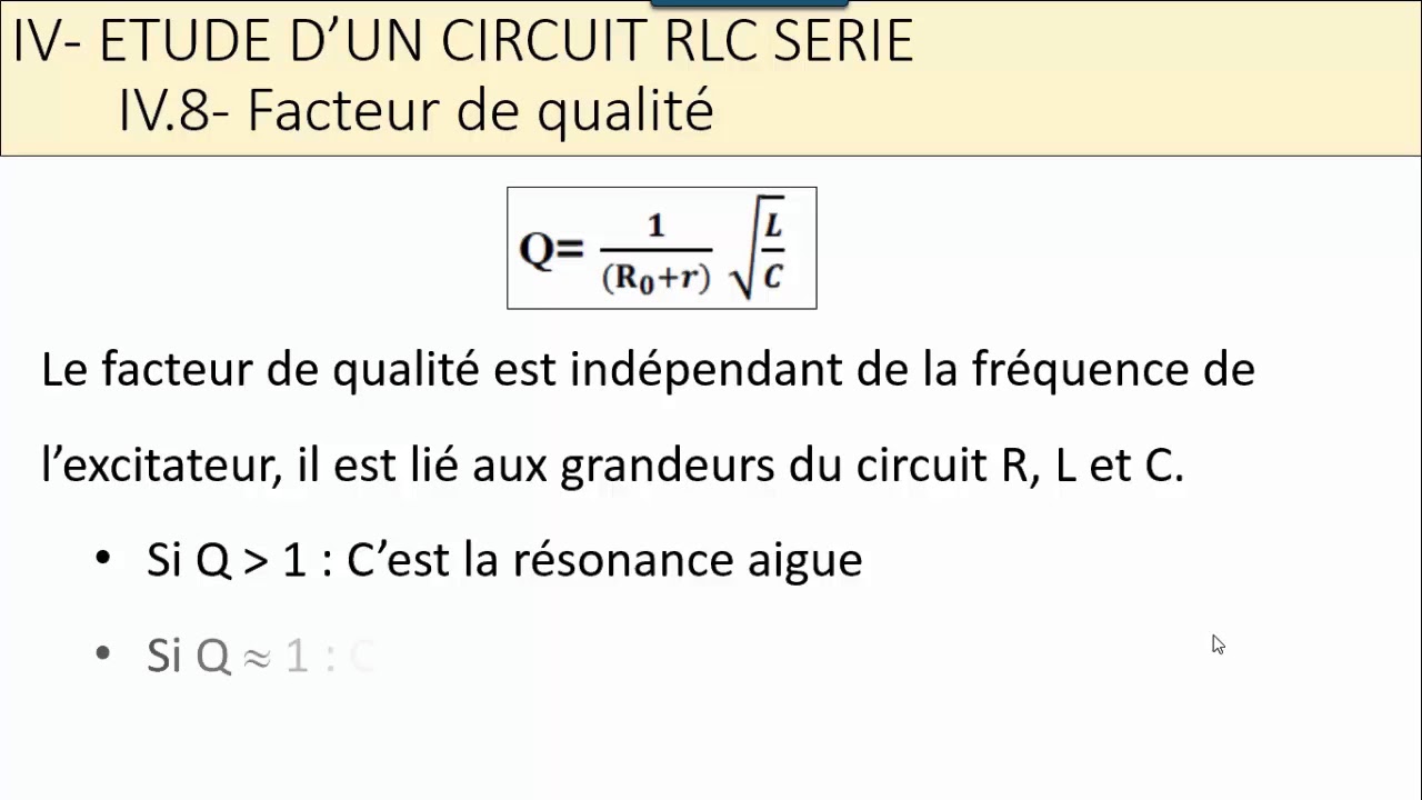 Oscillations électriques forcées :  Facteur de qualité et surtension à la résonance