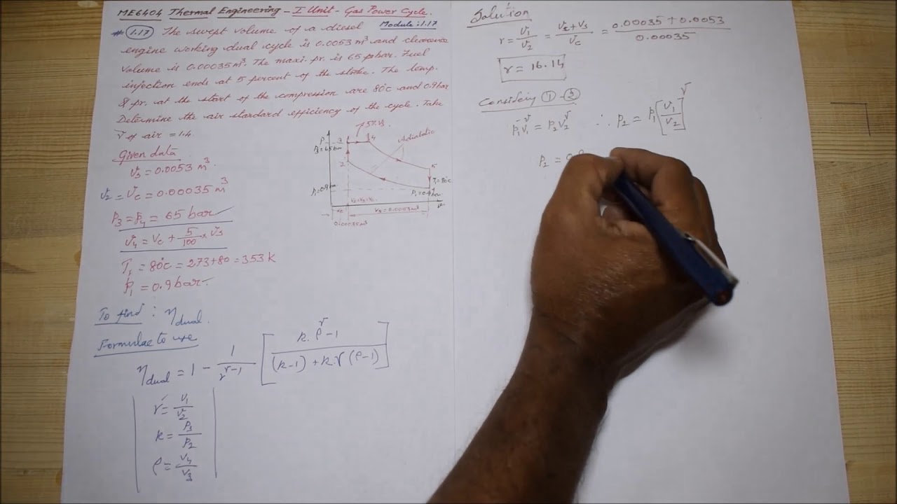 Solved Problem (no.1) of Dual Cycle - M1.17 - Thermal Engineering in Tamil