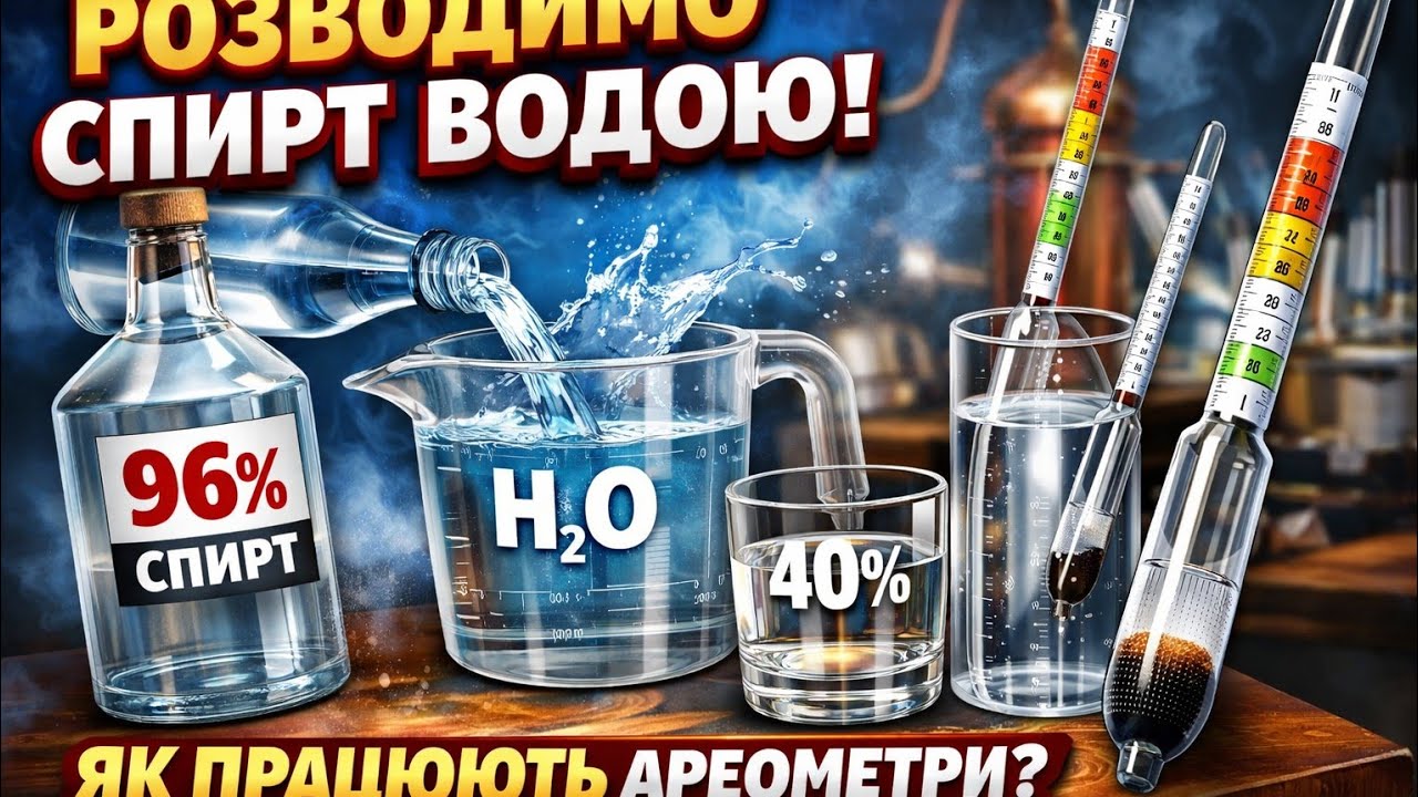 Как правильно разбавить спирт водой до 40° | Как пользоваться ареометром.