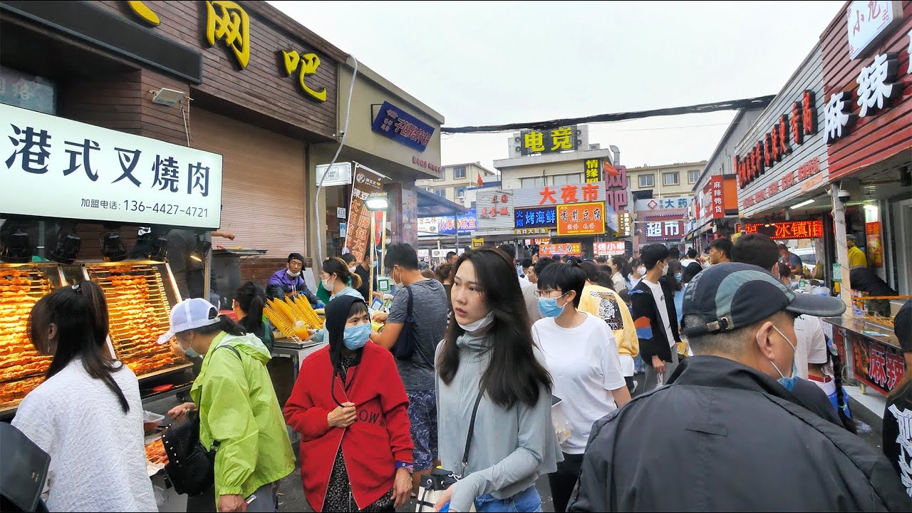 「4K」Walk from Dalian Jiaotong University Food Street to Malan square｜China city