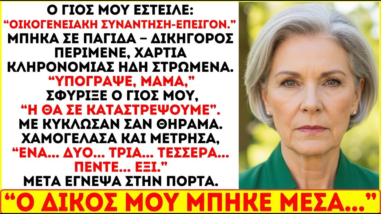Ο γιος μου με ξεγέλασε σε «οικογενειακή συνάντηση» — δικηγόρος έφερε κληρονομικά. Δεν υπέγραψα.
