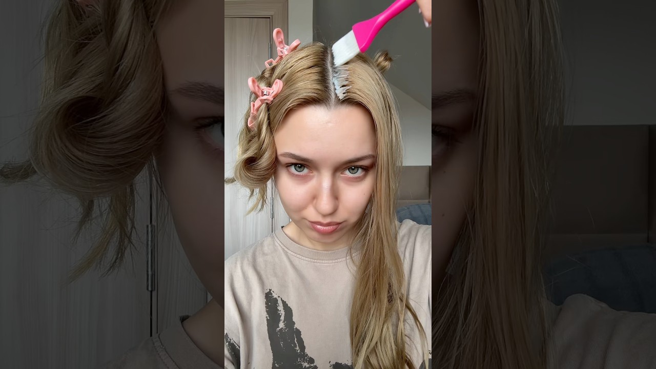 Box dye root touch up at home🙌  #boxdye #roottouchup #blonde #blondehair