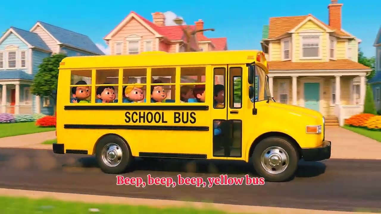 Wheels on the Bus | Cartoon poem | CoComine Nursery Rhymes for Kids🚌🥳