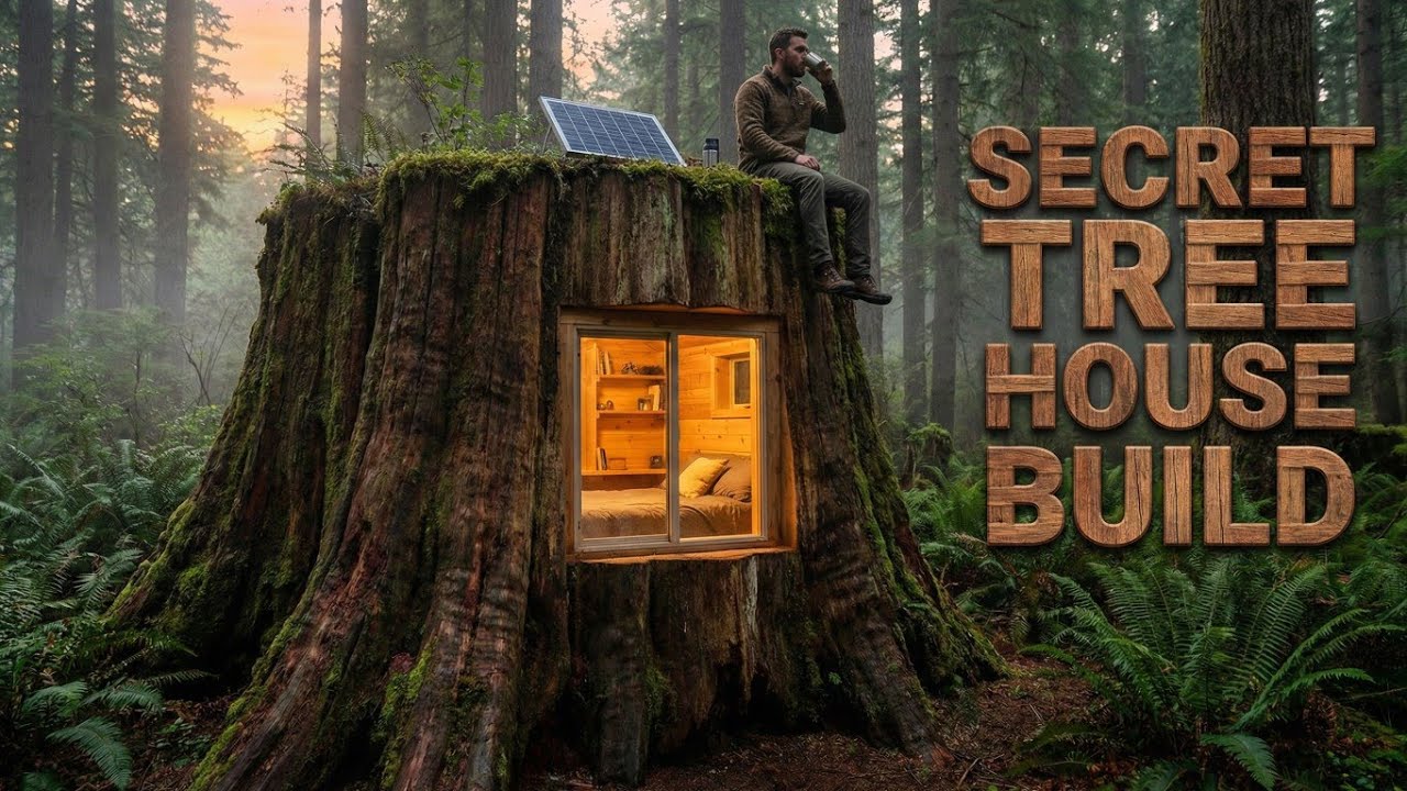 Survival Building: Hidden Underground Tree House (Cinematic ASMR)