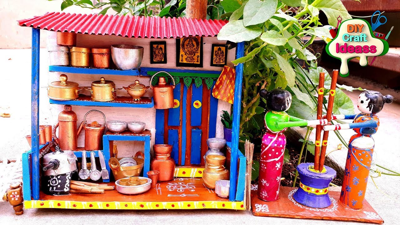 Village miniature kitchen| Village kitchen| | Miniature Craft | arush diy craft ideas